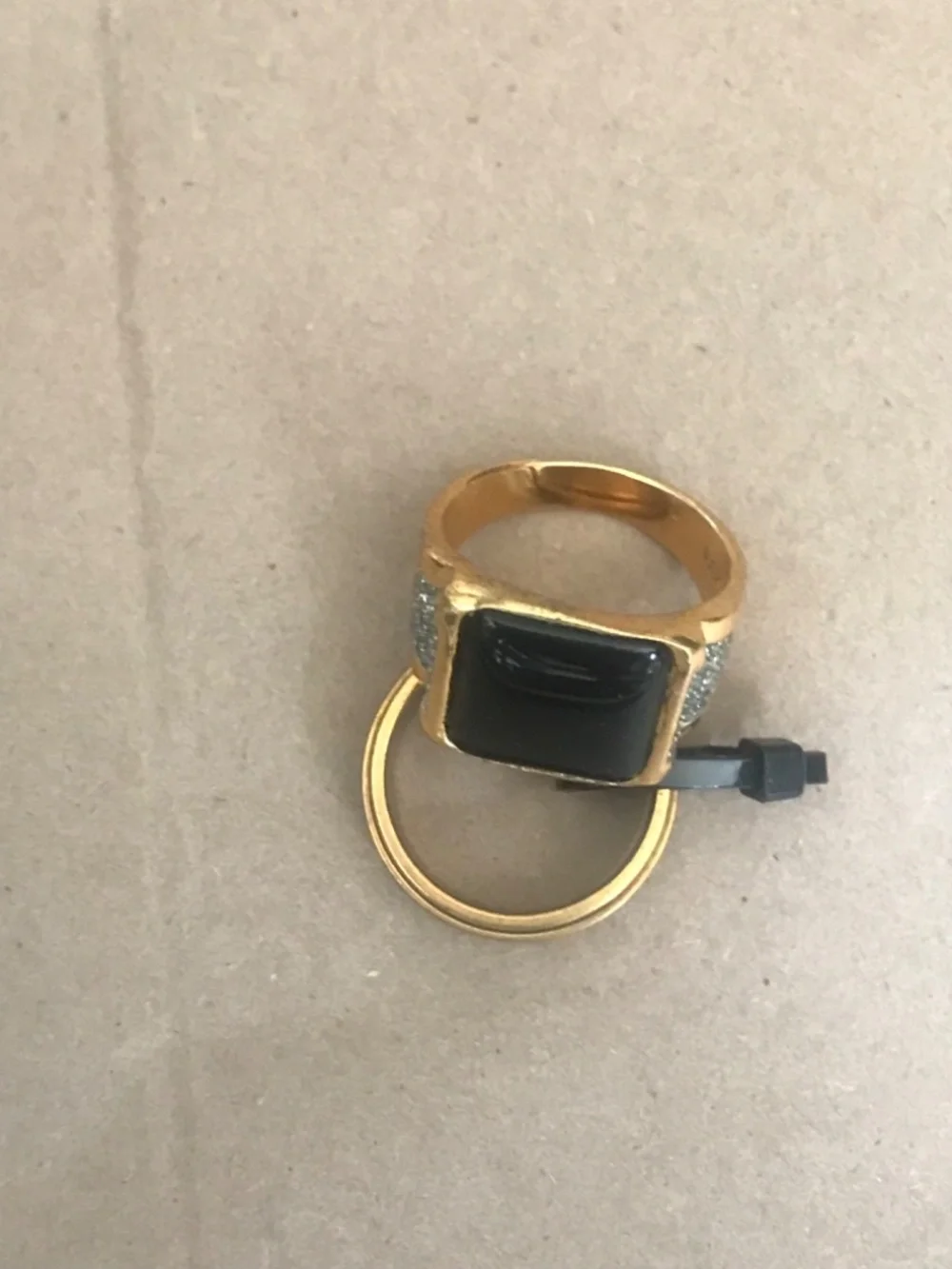 3 Men’s Stainless Steel Spinner Roman Numeral Ring & Onyx Gold plated Ring